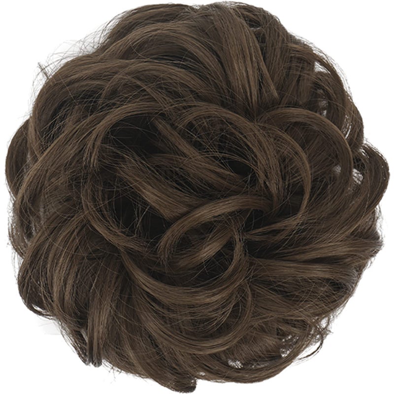 FESHFEN Messy Bun Hair Piece - Large Elastic Wavy Curly Hair Bun Scrunchies Ponytail Extensions Synthetic Chignon Hairpieces for Women, Golden Brown 1.94oz - Image 2